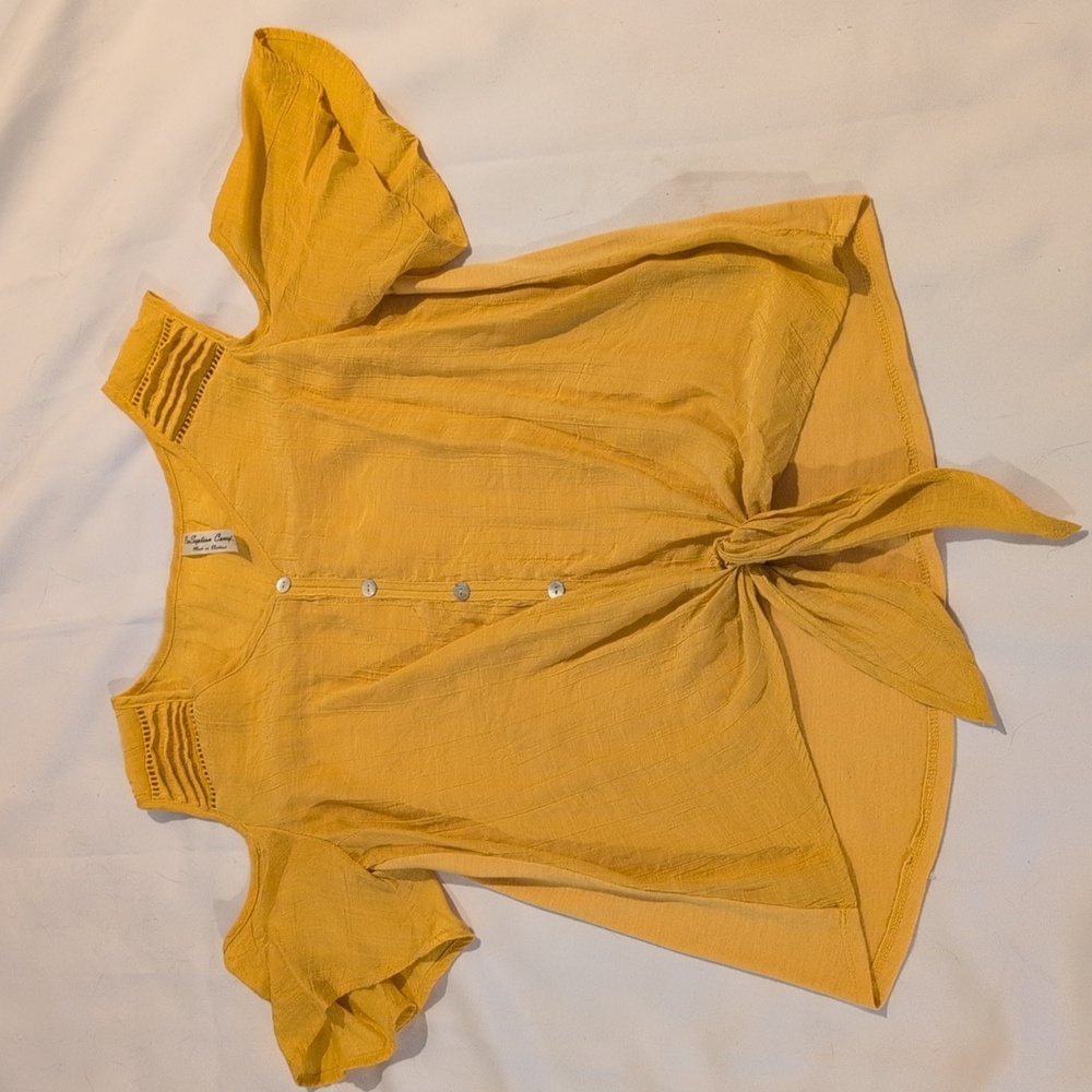 PerSeption Concept Mustard Cold Shoulder Blouse
